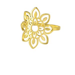 Bague fleur dorée rosace