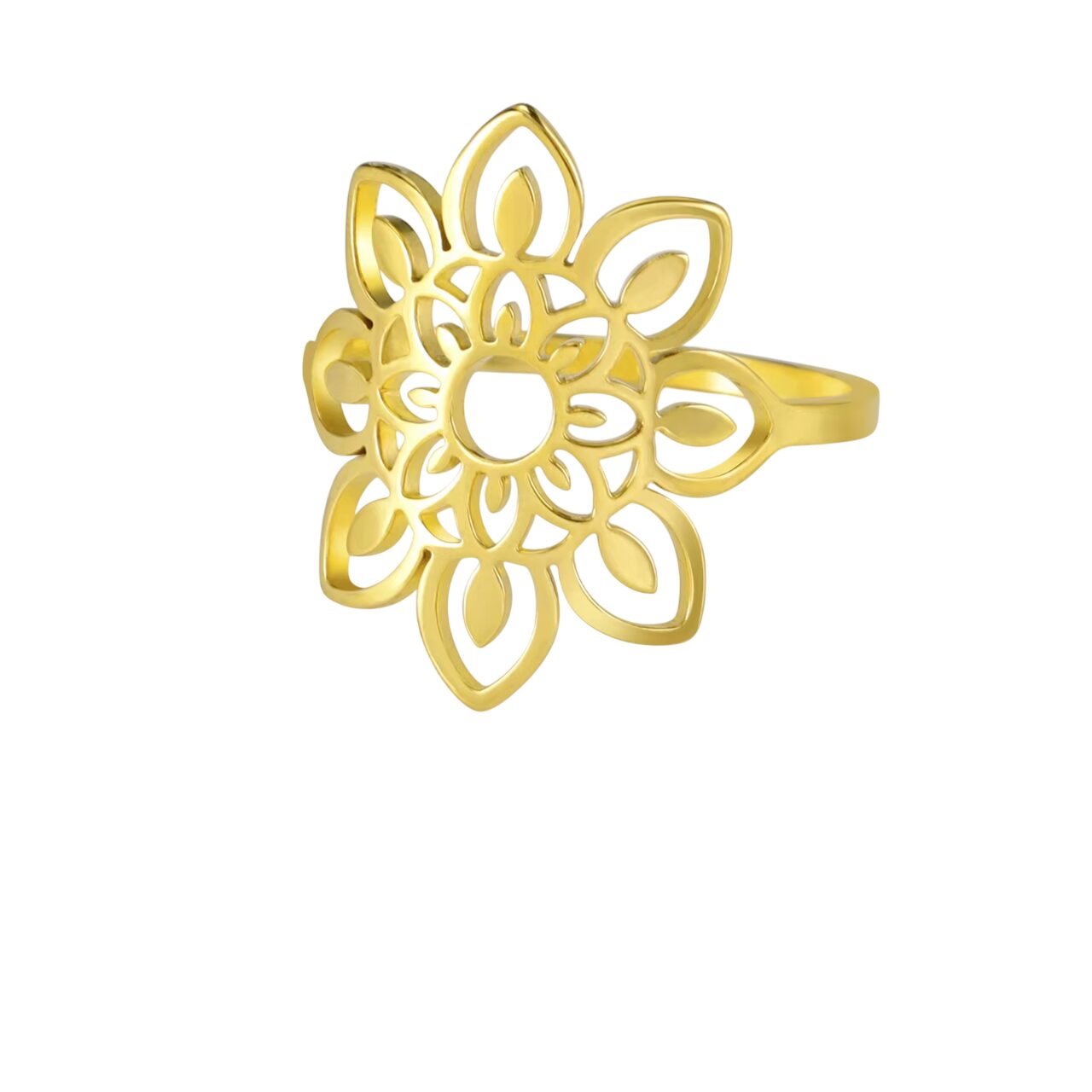 Bague fleur dorée rosace