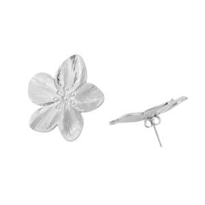 Boucles d'oreilles fleurs argentées 5 pétales
