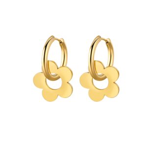 Boucles d'oreilles fleurs créoles arrondies dorées