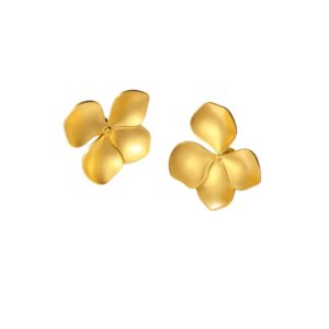 Boucles d'oreilles fleurs dorées à pétales lisses