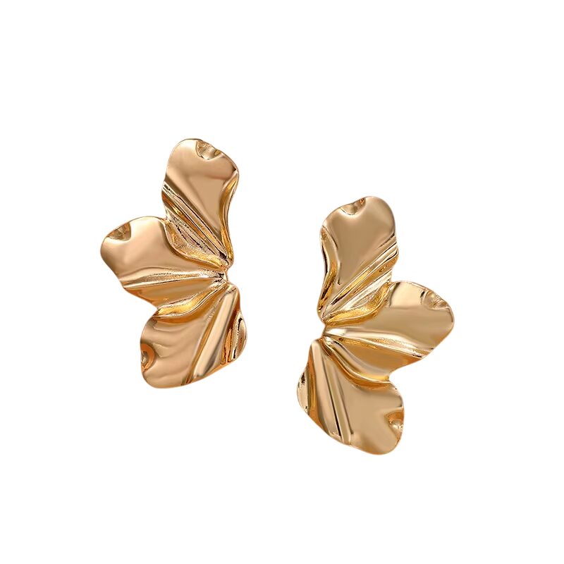 Boucles d'oreilles fleurs moitiés dorées