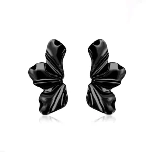 Boucles d'oreilles fleurs moitiés noires