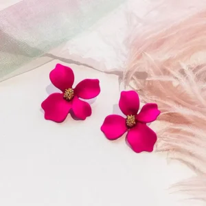 Boucles d'oreilles fleurs roses réalistes
