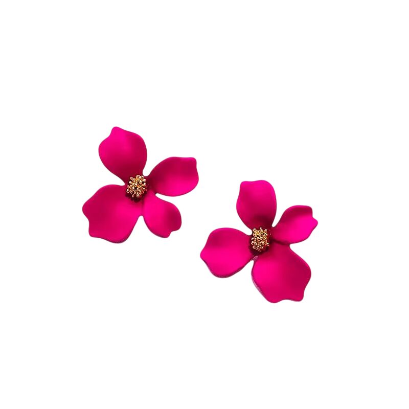 Boucles d'oreilles fleurs roses réalistes
