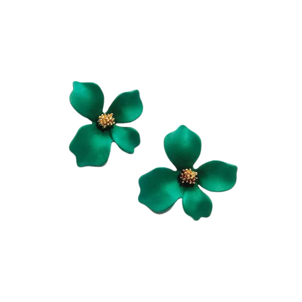 Boucles d'oreilles fleurs vertes réalistes