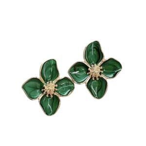 Boucles d'oreilles fleurs vertes romantiques