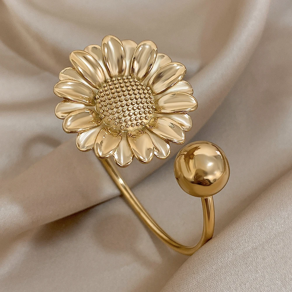 Bracelet ajustable doré à tournesol