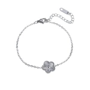 Bracelet argenté avec fleur unique