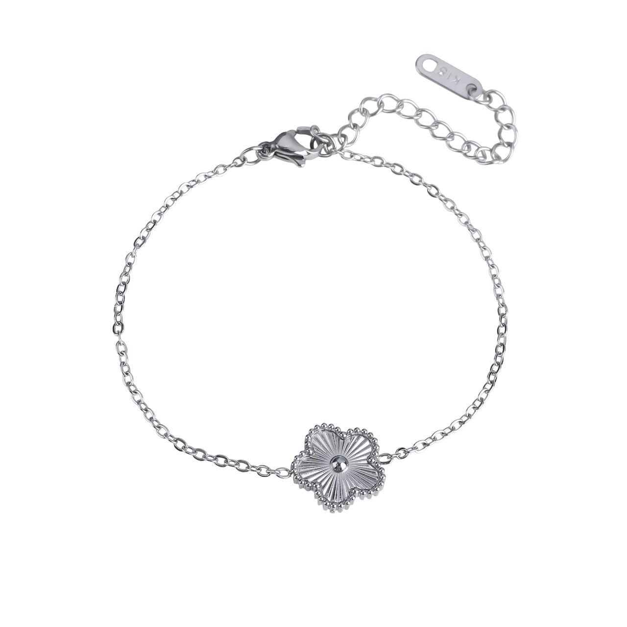 Bracelet argenté avec fleur unique