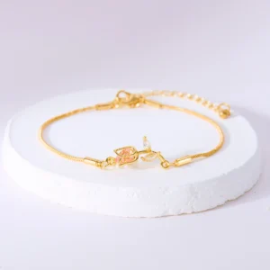 Bracelet avec pendentif tulipe doré et rose