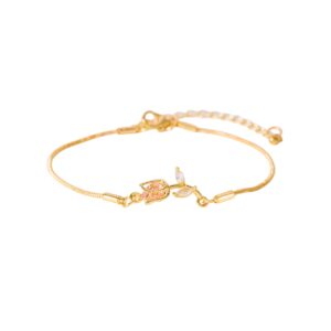 Bracelet avec pendentif tulipe doré et rose