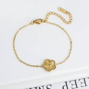 Bracelet doré avec fleur unique
