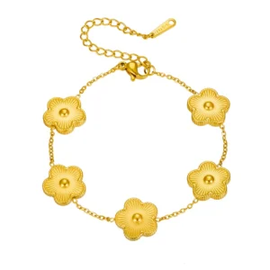 Bracelet doré avec fleurs multiples