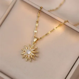 Collier fleur brillante doré
