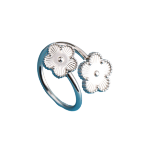 Bague double fleur argent