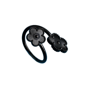 Bague double fleur noir