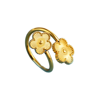 Bague double fleur or