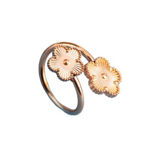 Bague double fleur or rose