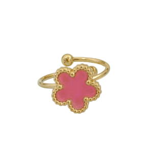 Bague fleur ajustable rose et or