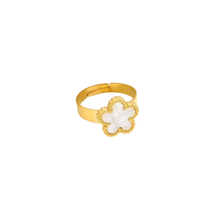 Bague fleur blanc nacré