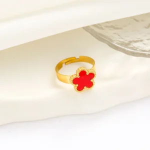 Bague fleur rouge