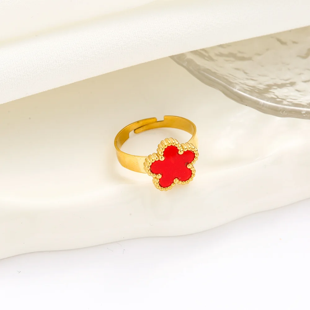 Bague fleur rouge