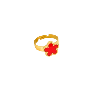Bague fleur rouge