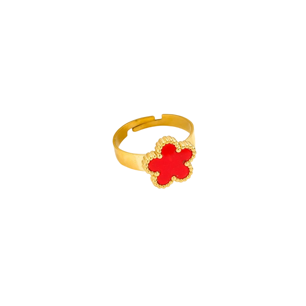 Bague fleur rouge