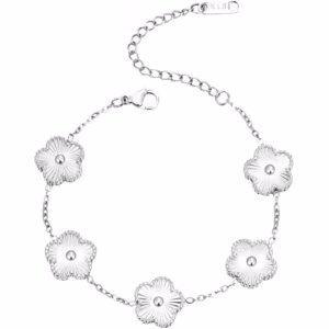 Bracelet fleurs argent multiple