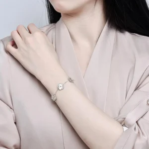 Bracelet fleurs argent multiple