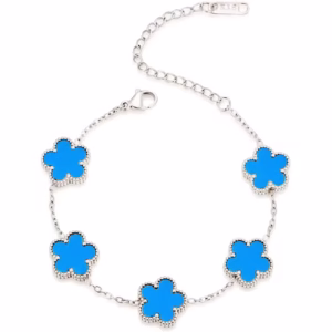 Bracelet fleurs bleu et argent
