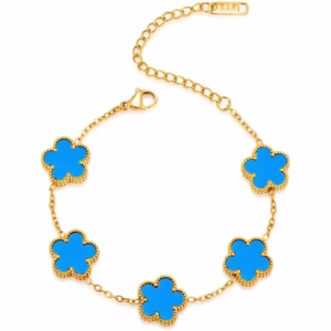 Bracelet fleurs bleu or