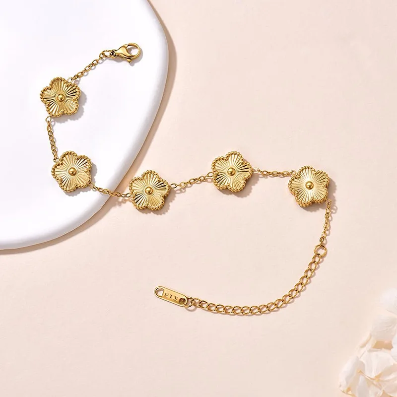 Bracelet fleurs doré multiple
