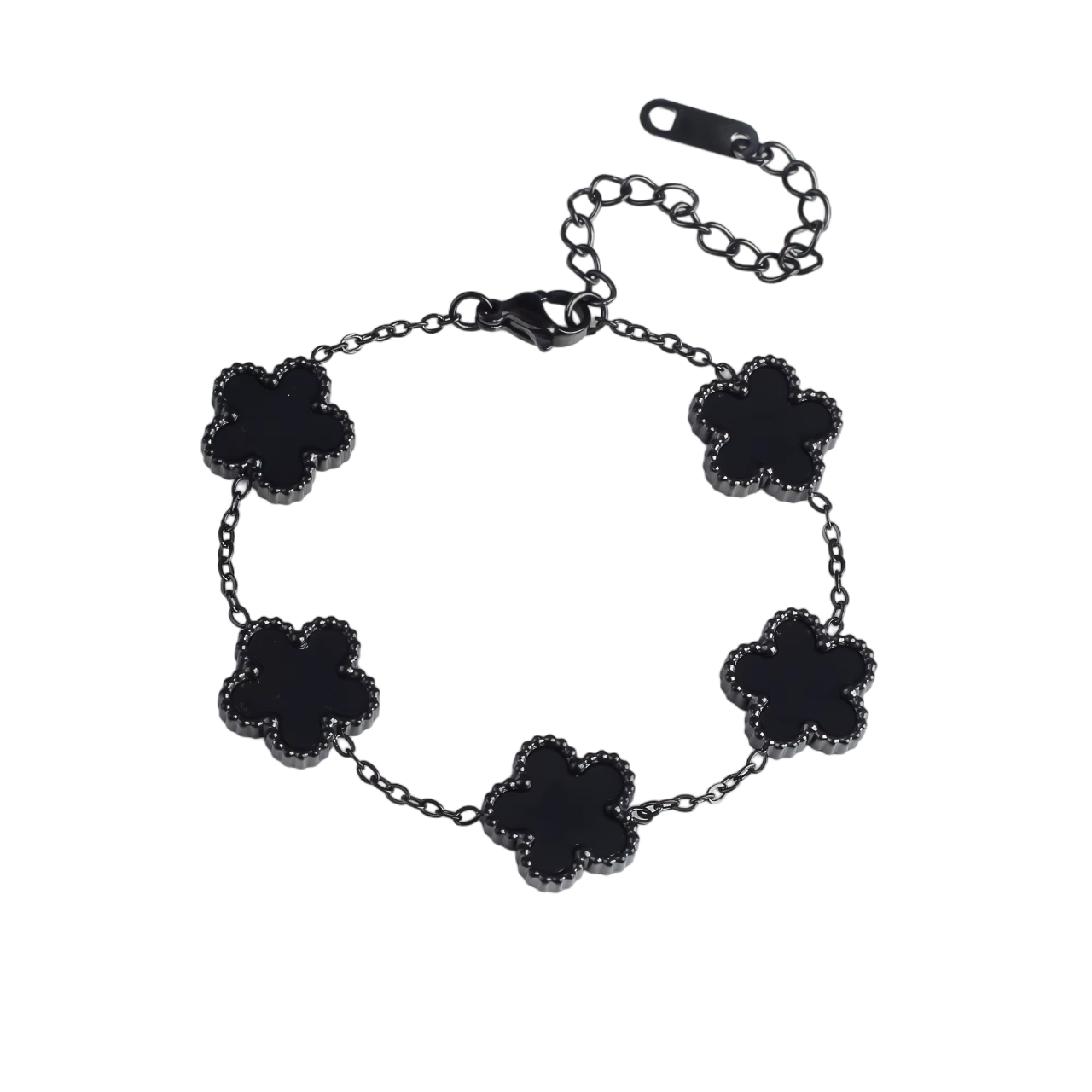 Bracelet fleurs noir laquƩ