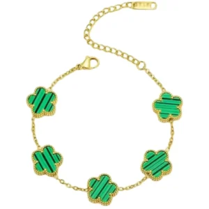 Bracelet fleurs vert or