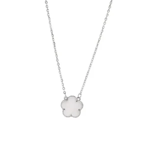 Collier fleur blanc et argent