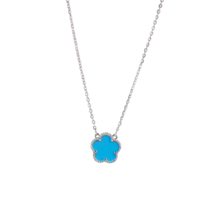 Collier fleur bleu et argent