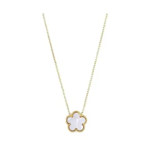 Collier fleur nacré blanc et or