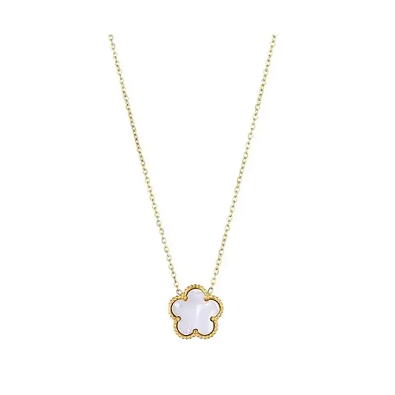Collier fleur nacré blanc et or