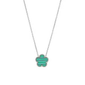 Collier fleur vert et argent