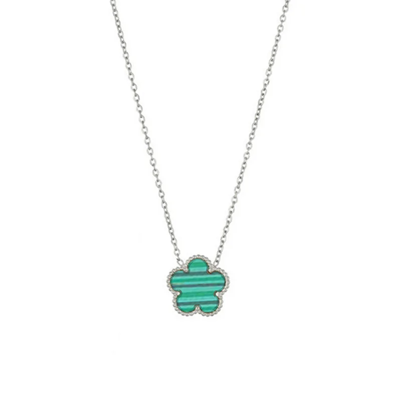 Collier fleur vert et argent