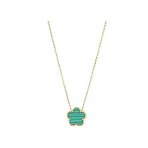 Collier fleur vert et or