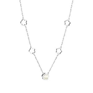 Collier fleurs acier inoxydable argent multiple