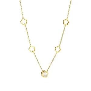 Collier fleurs acier inoxydable or multiple