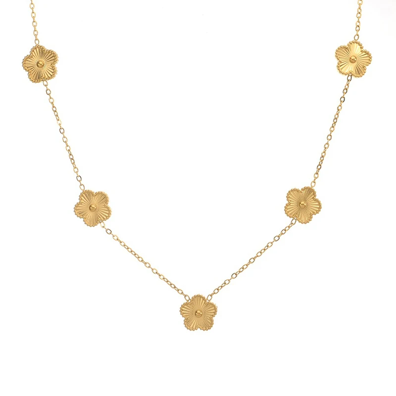 Collier fleurs doré multiple