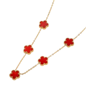 Collier fleurs rouge et or multiple
