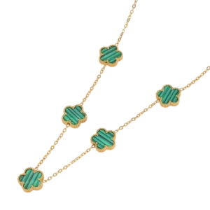 Collier fleurs vert et or multiple
