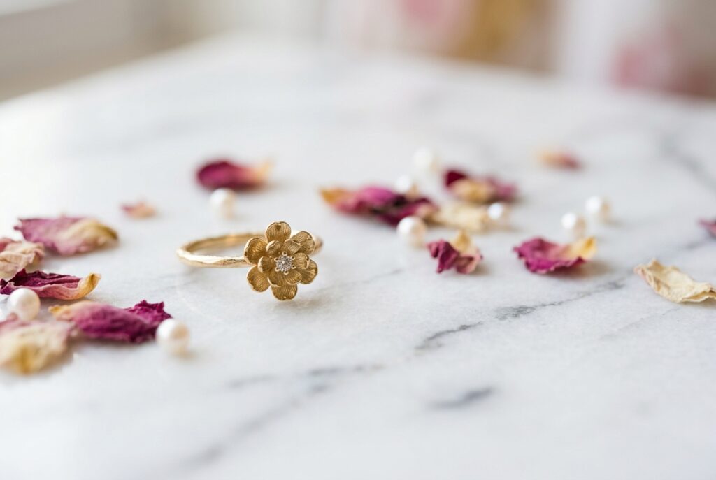 Bague fleur femme - illustration