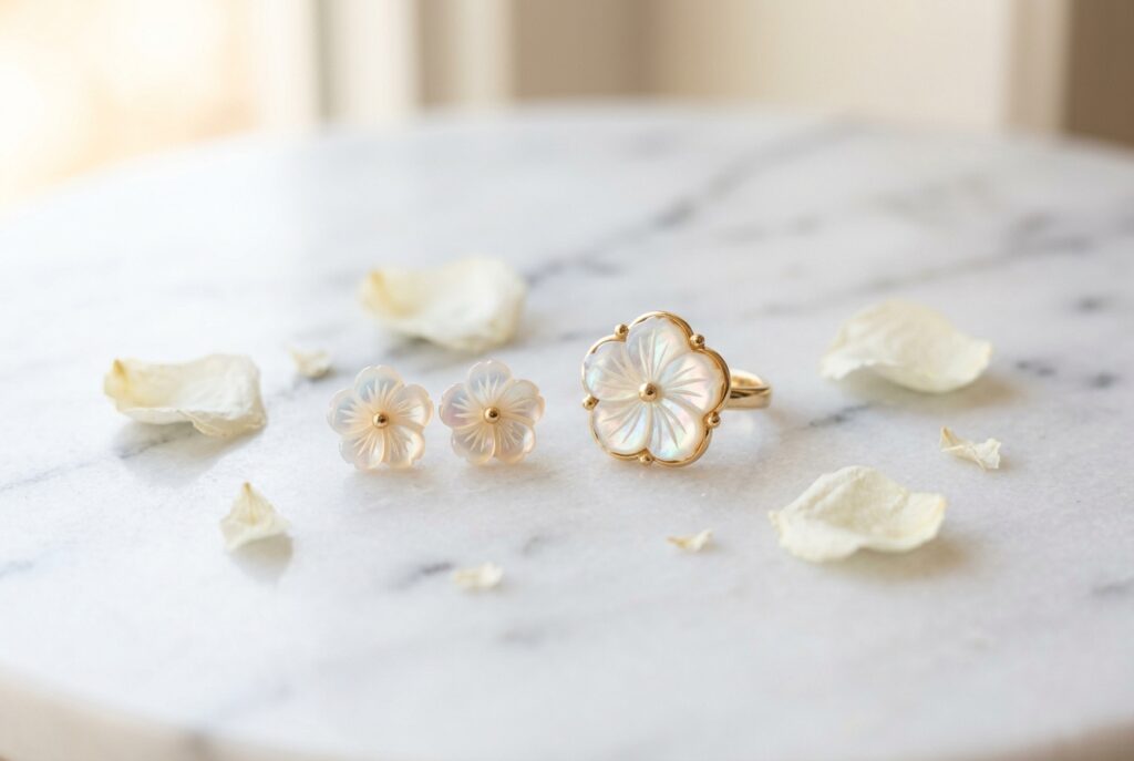 Bijoux fleur en nacre - illustration